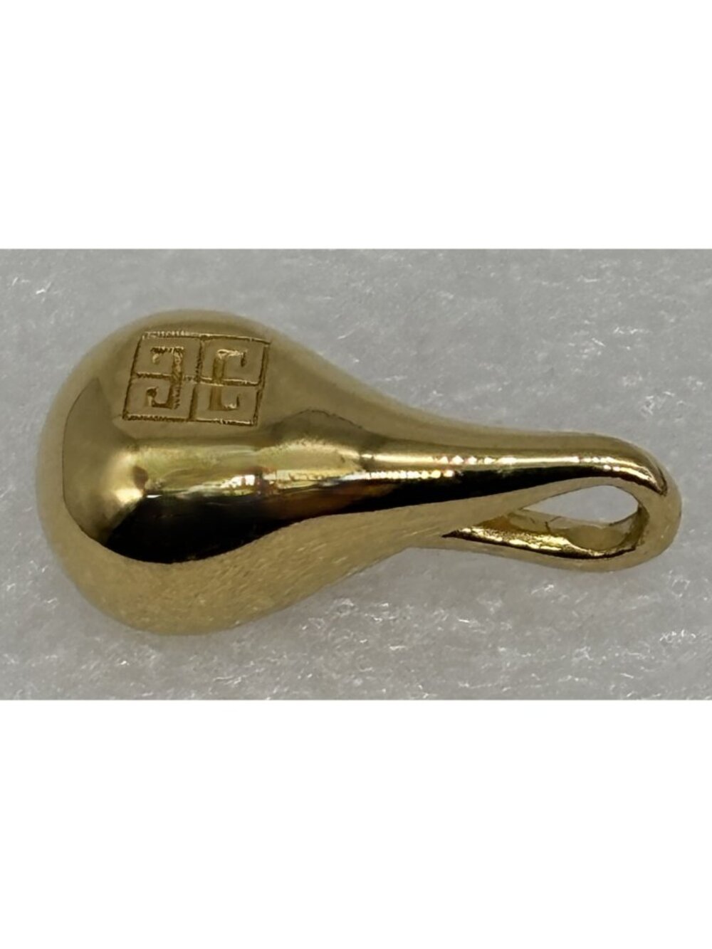 Vintage Givenchy Classic Logo Pendant Charm Teardrop Pear Shape Gold Tone Signed - Picture 10 of 14